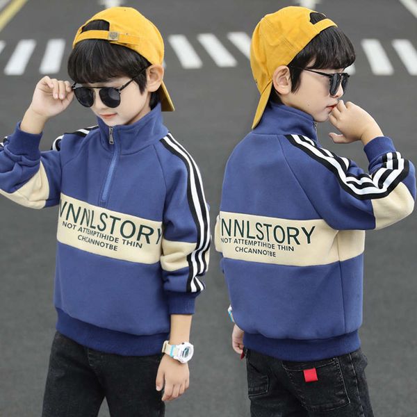 

winter plush sweater autumn wear men's 2020 new thickened high collar middle and large children's top, Black