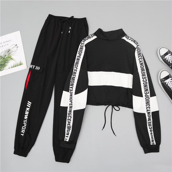 

spring autumn loose high waist pants casual female solid harem pant trousers casual streetwear cargo pants lj201130, Black;white