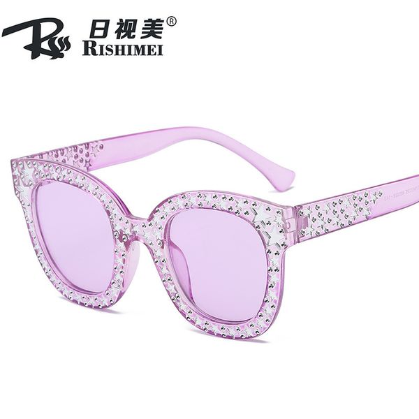 

9 new wind round frame women's fashion pentastar sunglasses a36, White;black