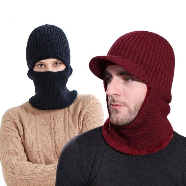 

beanies women men beanie neck warmer winter hat knit cap scarf hats solid plus velvet hat+scarf two piece set czapka #35