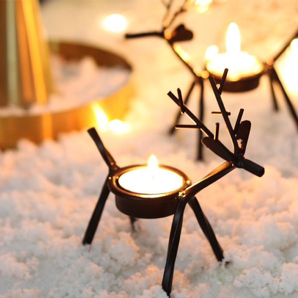 

bracket deer holder candle creative candlestick elk iron christmas dinner table room ornament for xmas home decor 13.5x5x13.5cm