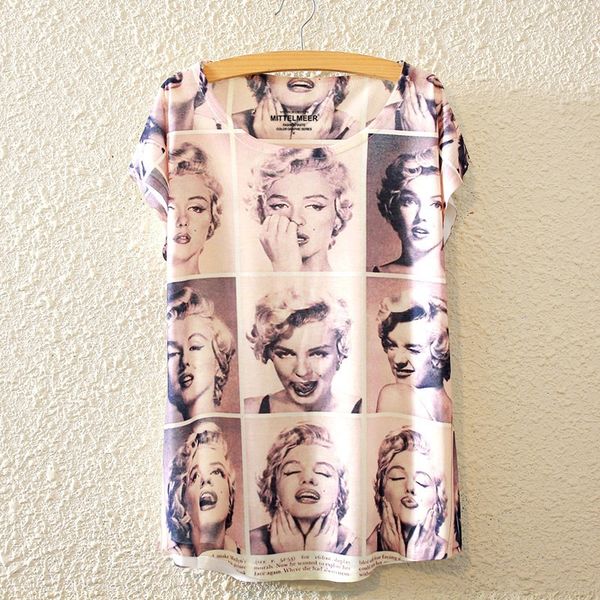 

the expression of new summer monsoon monroe printed bat short sleeve loose women's the expression of new summer monsoon monroe printed, White
