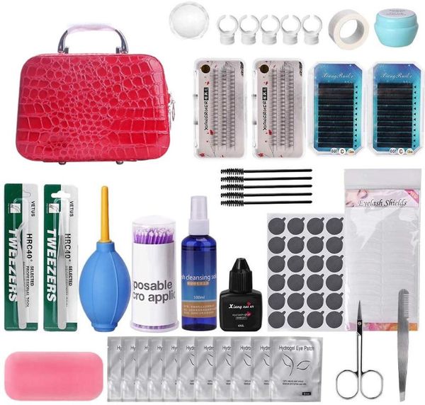 

false eyelashes 22 in 1 eyelash extension training kit practice model head eye pads tweezers glue ring brush grafting tools