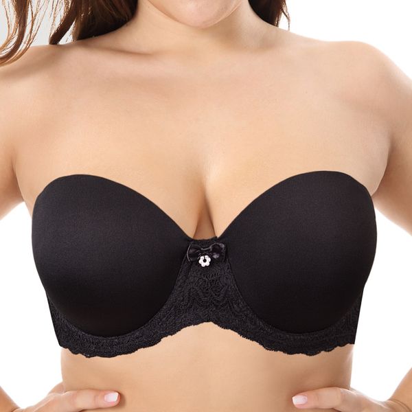 

new unpadded bra thin cup women bras halter strapless push up lace bralette 32 34 36 38 40 42 44 46 b c d e f g 201202, Red;black