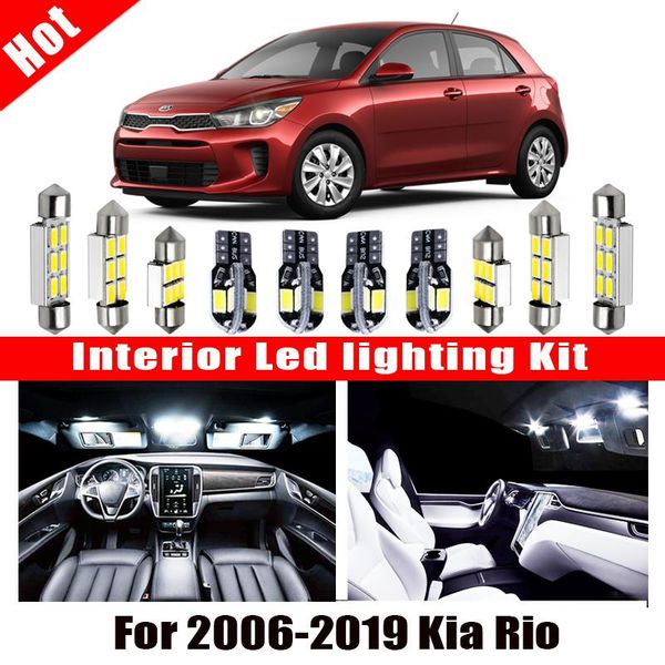 

white car accessories canbus error led interior light for 2006-2020 kia rio reading light kit map dome license lamp