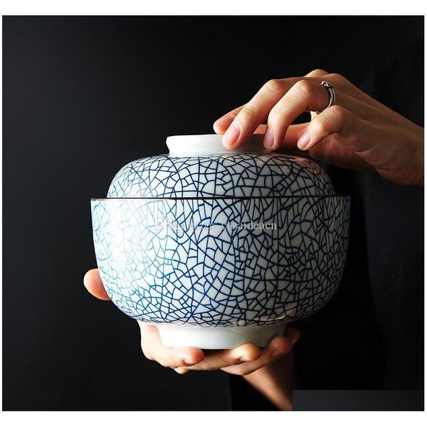 

zen spirit japanese bowl with lid for rice noodle soup vintage underglaze handmade ceramic bowls stew tureen 4. sqcswj wphome