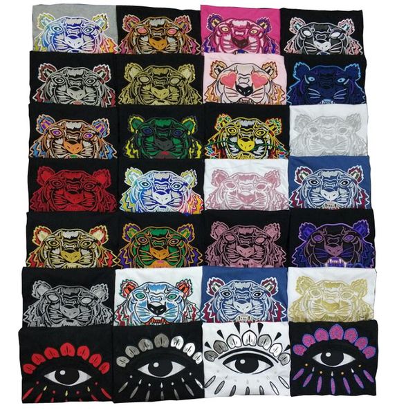 

20ss spring summer embroidery tshirt bandana mens tiger designer tees women casual cotton short sleeve high qua,ity 26 colors, White;black