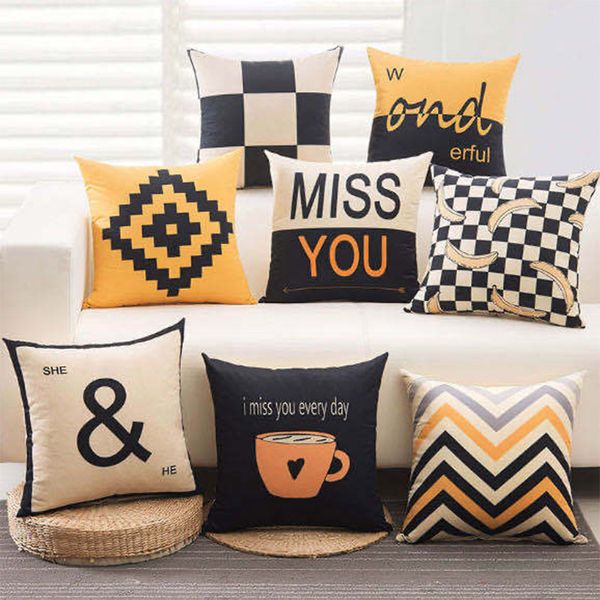 

nordic fashion simple black and white throw pillow short plush sofa cushion office cushion car cushion lumbar pillow wholesale