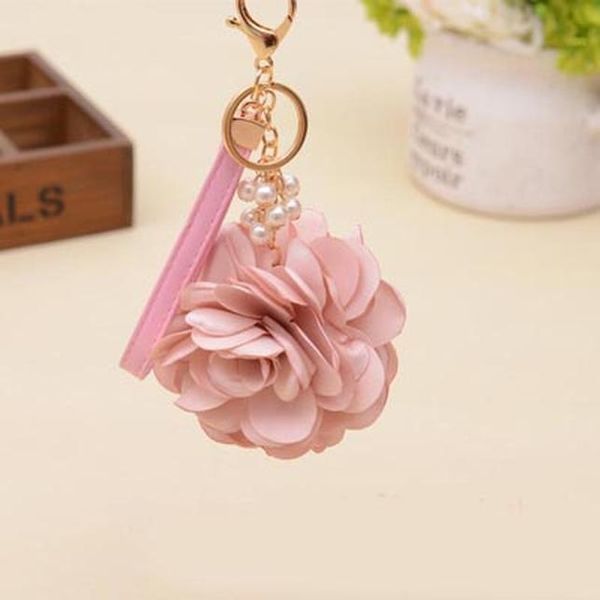 

leather strap rose flower keychain bag pendant car ornaments charm for women key chain buckle key ring porte clef eh590 h jllxew, Silver