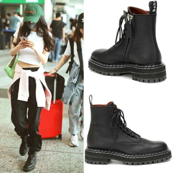 

est first layer cowhide leather black boots female style genuine