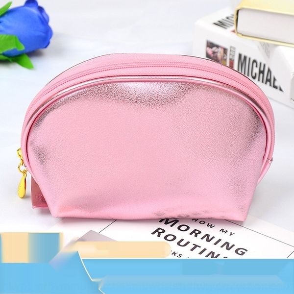 

holif straight bag pink pu leather women's portable semicircle cosmetic cosmetic bag storage gift new akcrc
