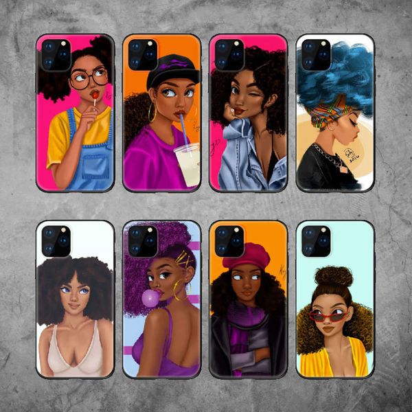 

de2wnew personalized color poppin black girl soft tpu phone case for iphone 11 pro max