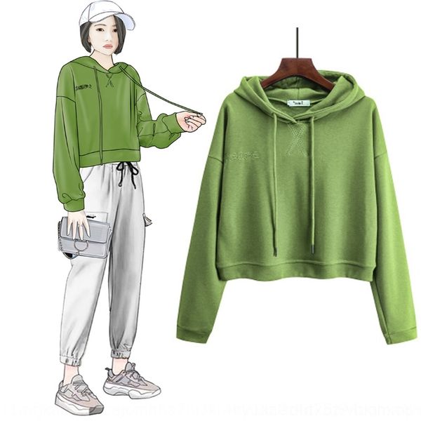 

yjipg авокадо зеленый тонкий свитер женщин пальто свитер новых женщин корейский симпатичные весной и осенью с капюшоном пуловер ленивый вете, Black