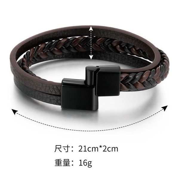 

zoshi multilayer leather bracelet bangles european original design magnetic-clasp cowhide braided mens wrap bracelet bbywup, Golden;silver