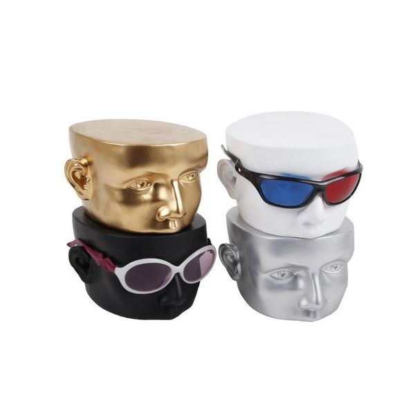 

creative resin head model sunglasses myopia display props glasses eye mask headset display stand holder rack kprhb, Slivery;golden