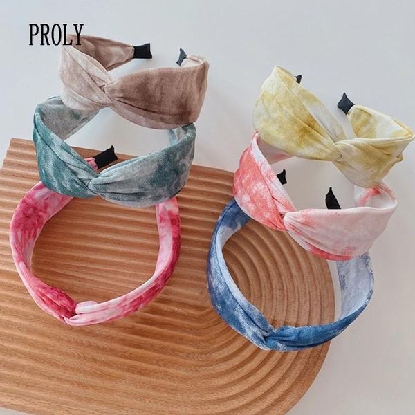 

hair accessories proly fashion women hairband wide side cross knot tie dye headband casual individuality turban headwear