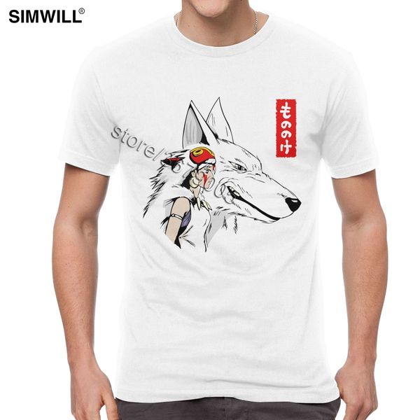 

sport princess mononoke wolf warrior t shirt for men 100% cotton tee short sleeves o-neck japan anime tshirt hayao miyazaki t-shirts