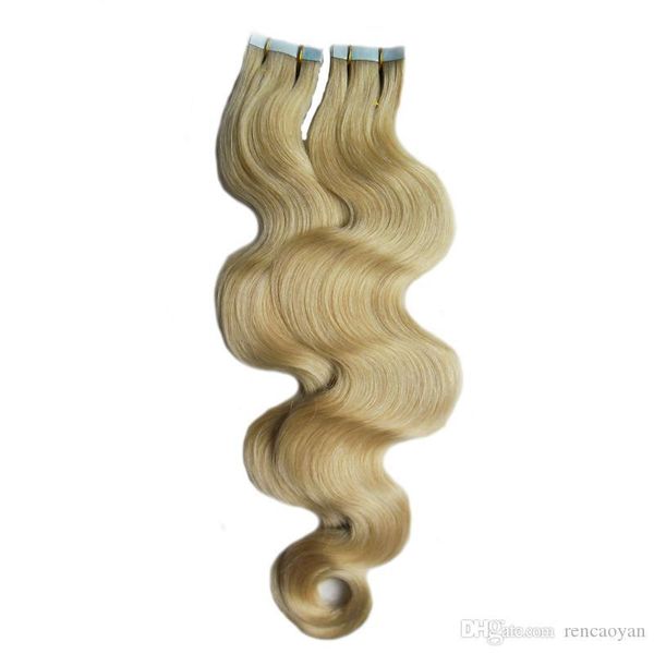 

100g remy human hair extensions adhesive tape pu skin weft (40pcs) tape in human hair extensions body wave unprocessed virgin brazilian hair, Black