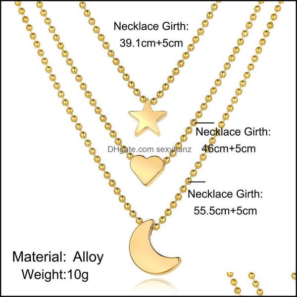 

pendant necklaces & pendants jewelry fashion mtilayer gold star heart for women moon flower choker necklace 2021 female drop delivery ualbx, Silver