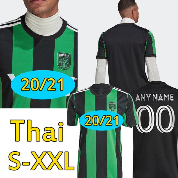 

2021 austin fc soccer jerseys new inaugural mls 21 22 bold home black green dario xavier conca kleber baez men kits football shirts uniforms, Black;yellow