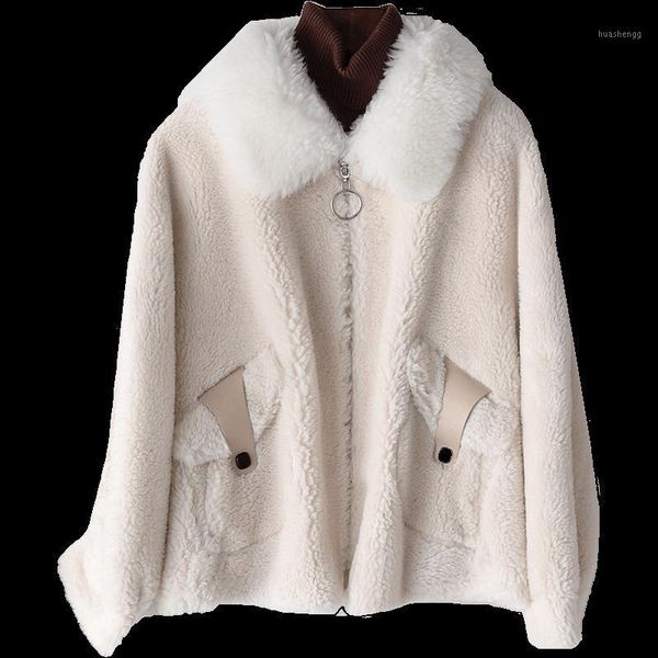 

real fur coat wool jacket autumn winter coat women clothes 2020 sheep shearling fur korean vintage manteau femme zt39551, Black