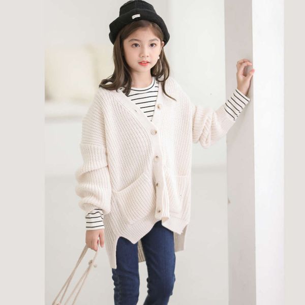

clothing girls' foreign autumn and winter sle long knitted loose medium thick sweater coat cuhk cardigan, Blue