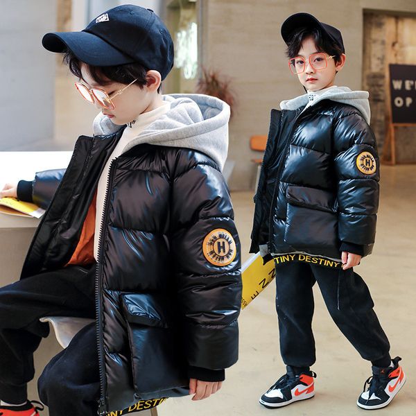 

boys winter cotton clothing 2020 new fashion solid color bread clothing foreign style fake two cotton clothing, Blue;gray