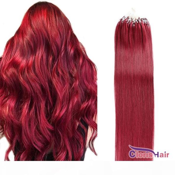 

#bug micro beads loop natural hair 100 strands 0.5g s burgundy straight silicone micro ring brazilian remy hair extensions great texture, Black
