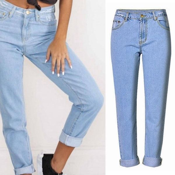 

plus size high waist boyfriend jeans women fashion blue black white jeans ladies denim harem pants casual trousers femme1