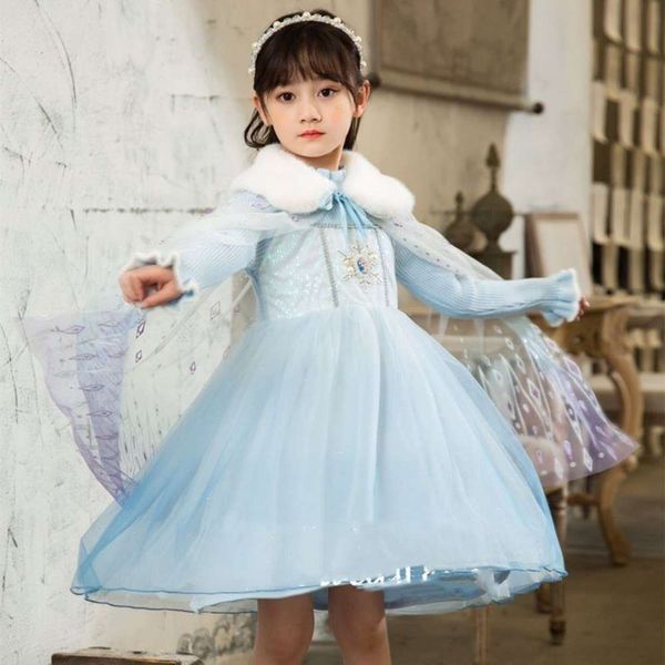 

queen's aisha cape girls' new winter princs skirt thickened woolen drs, Red;yellow