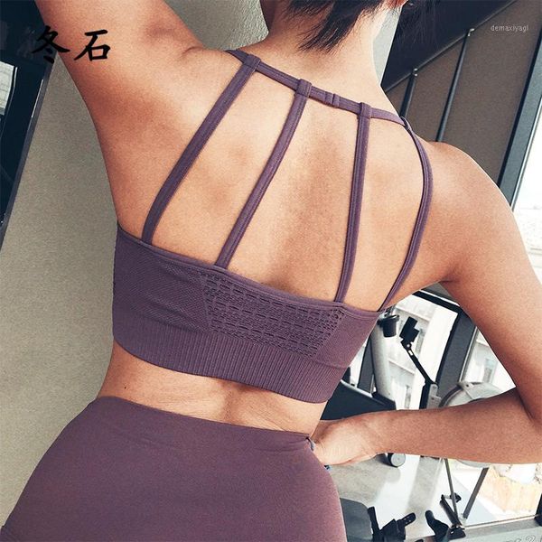 

medium support seamless strappy sport bra army green wirepadded gym yoga bra workout activewear for women1, White;black