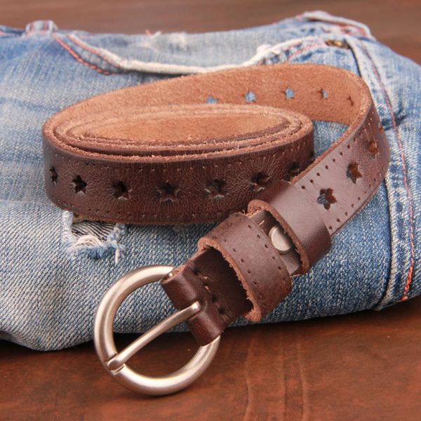 

soft head layer, cowhide jeans belt, leather women's fashion, simple and versatile, korean trouser belt, Black;brown