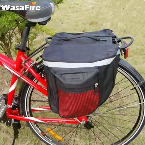 

cycling bags 25l rainproof mountain road bicycle carrier bag double side bike rack back rear seat tail trunk waterproof bag1