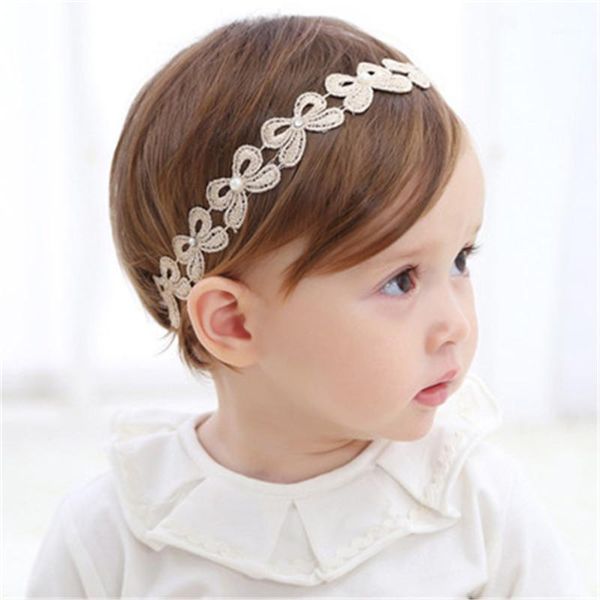

cute baby girl elastic lace hollow headband children baby kids hair bands headwear bow rhinestone pearl flower hair accessories1, Slivery;white