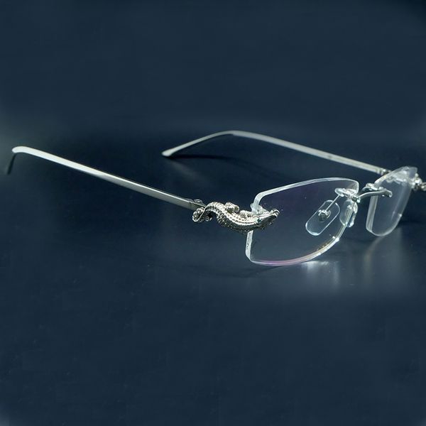 

2021 new luxury crocodile mens brand designer carter glasses woman sunglasses rimless optical frame fill prescription dqcd, White;black