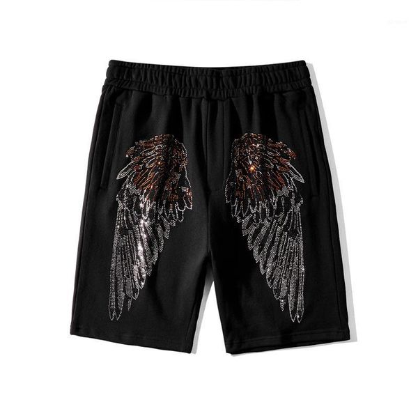 

men's trend shorts drilling wing casual beach shorts women 2020 spring and summer new style pure cotton athletic pants1, White;black