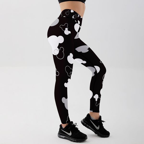 

new cartoon mouse head printed leggings jk1-174, Black