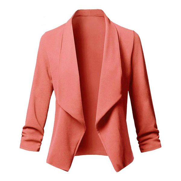

women solid blazers cardigan coat long sleeve female blazers and jackets ruched asymmetrical casual business suit outwear lj201214, White;black