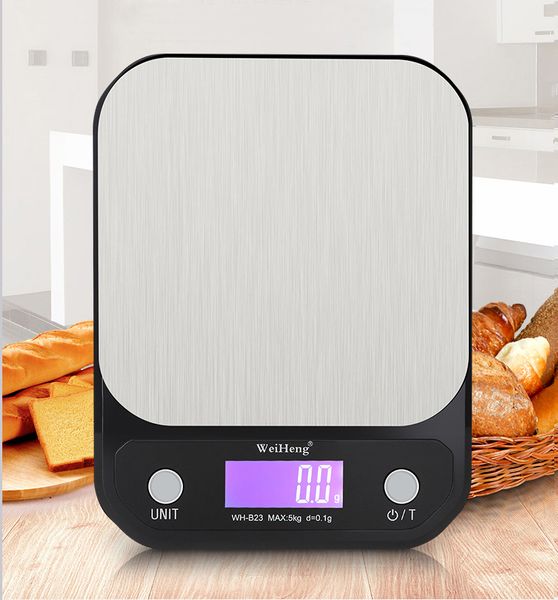 Escala de cozinha digital de aço inoxidável 5kg / 10kg dieta alimentar escala compacta balança de pesagem 0.1g para cozinhar ferramentas de medição de cozimento lj200910