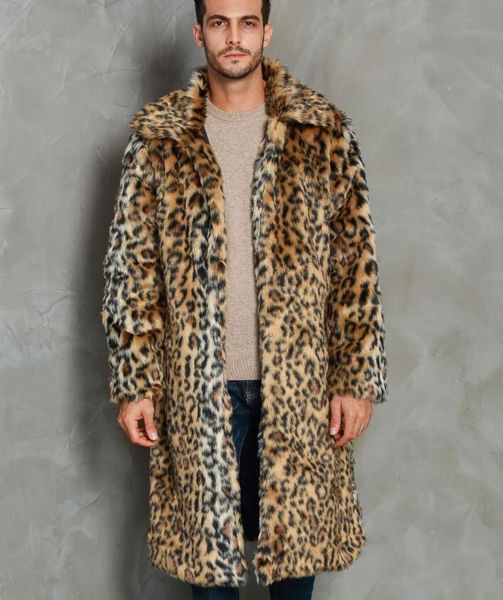 

f0287 autumn and winter new fashion men's square collar faux fur long coat coat men europe and america, Black