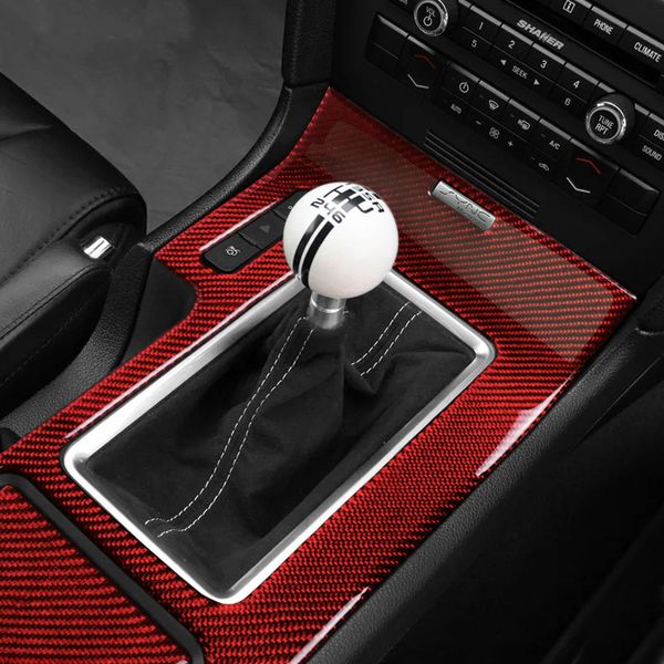 

car interior carbon fiber sticker center console gear shift box panel decoration cover trim for ford mustang 2009-2013 auto parts