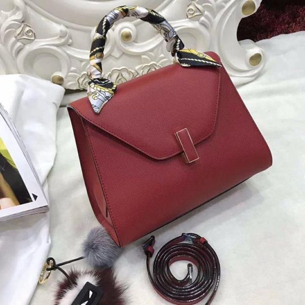 

modern genuine cow leather hard skin women bag with locker and key pure color skin lady shoulder bag with leather strap