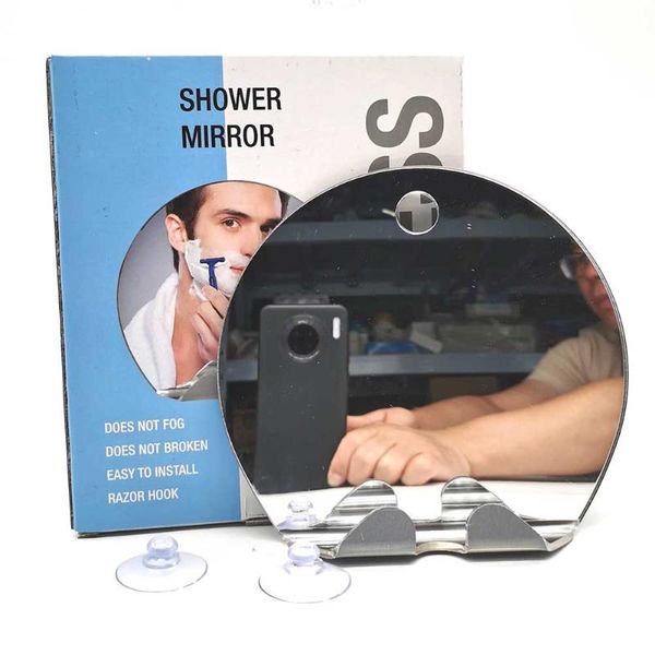 

round portable unbreakable anti-fog shower mirror for shaving razor hook holder suction cup fog travel mirror