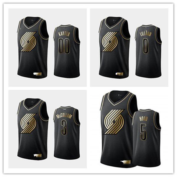 

2019/20 mens portland trail damian lillard carmelo anthony c.j.mccollum black white golden edition city blazers swingman basketball jersey