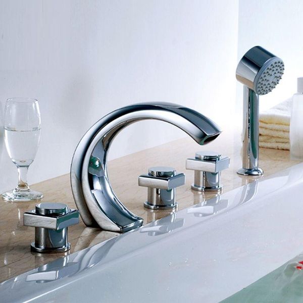 

and cold water solid brass switch valve for bathtub faucet shower mixer bathtub set faucet five hole bath faucet 5pcs set bbyahx