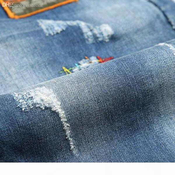 

wholesale-jean shorts men fashion hole jeans european street style appliques design plus size 28-38 mkn611, Blue