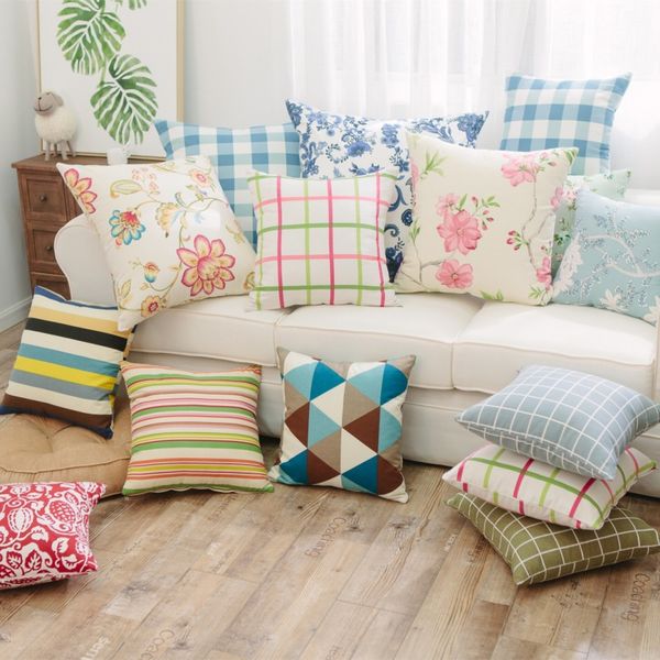 

pillowcase cushion cover modern simple cotton old coarse fabric without core 40-70cm printing cushion spot