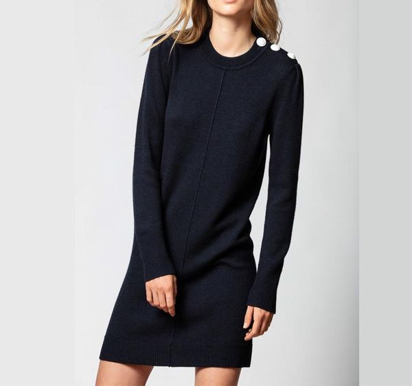 

casual dresses women dress simple thin shoulder white button loose fit wool, Black;gray