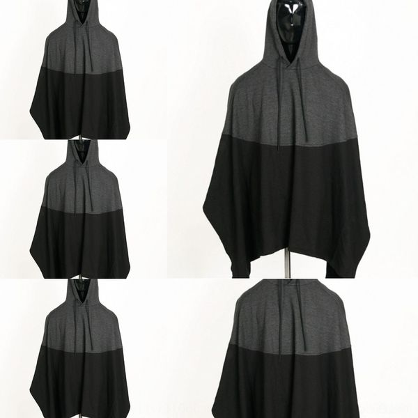 

osgej aowofs lzy7s style popular coat cloak hooded sweater stitching men's fashionable cloak coat m-5xl d033 korean, Black