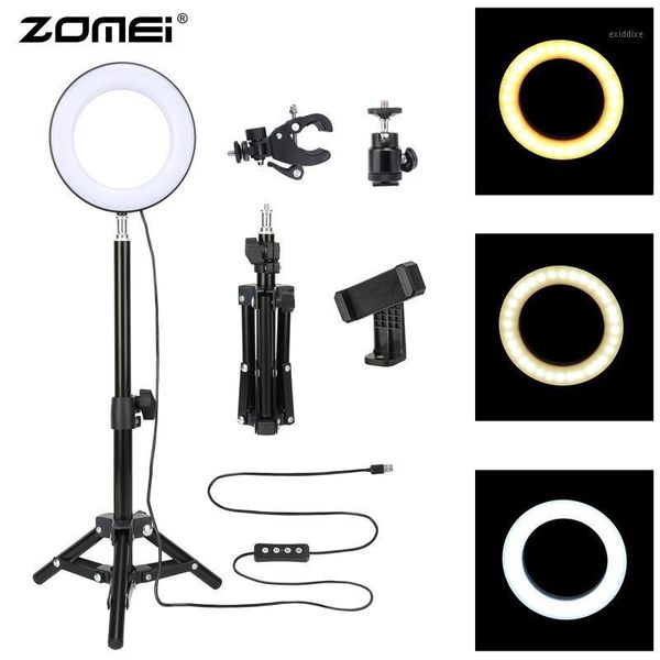 

flash heads zomei 6" pography lighting dimmable led selfie light ring youtube live video makeup po studio with usb plug1